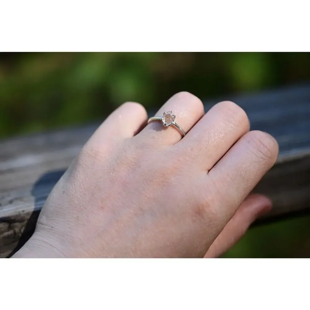 Herkimer Diamond Ring Rustic dainty unique alternative simple minimalist natural